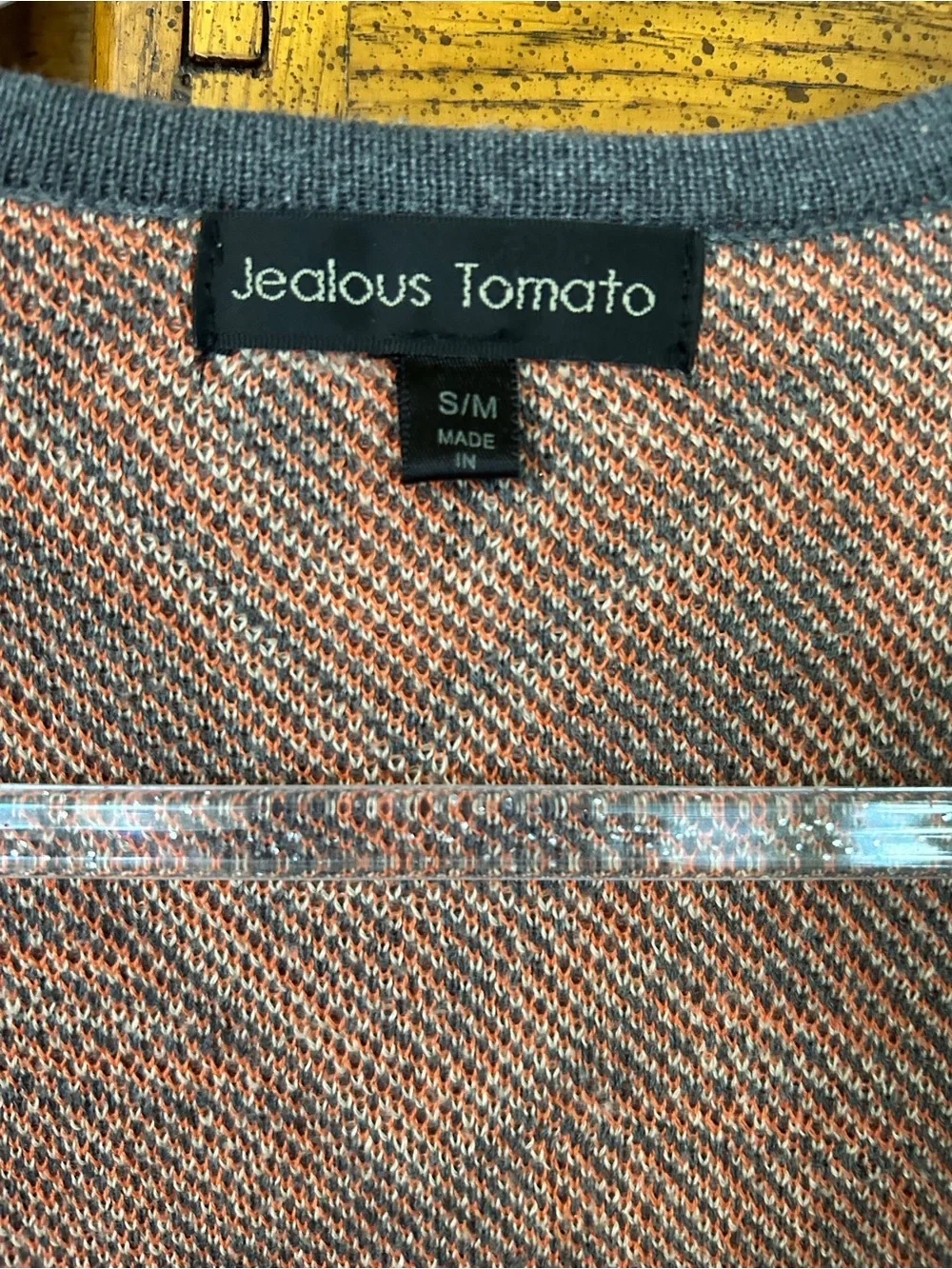 Jealous Tomato Gray, Rust & Cream Geometric Open Cardigan